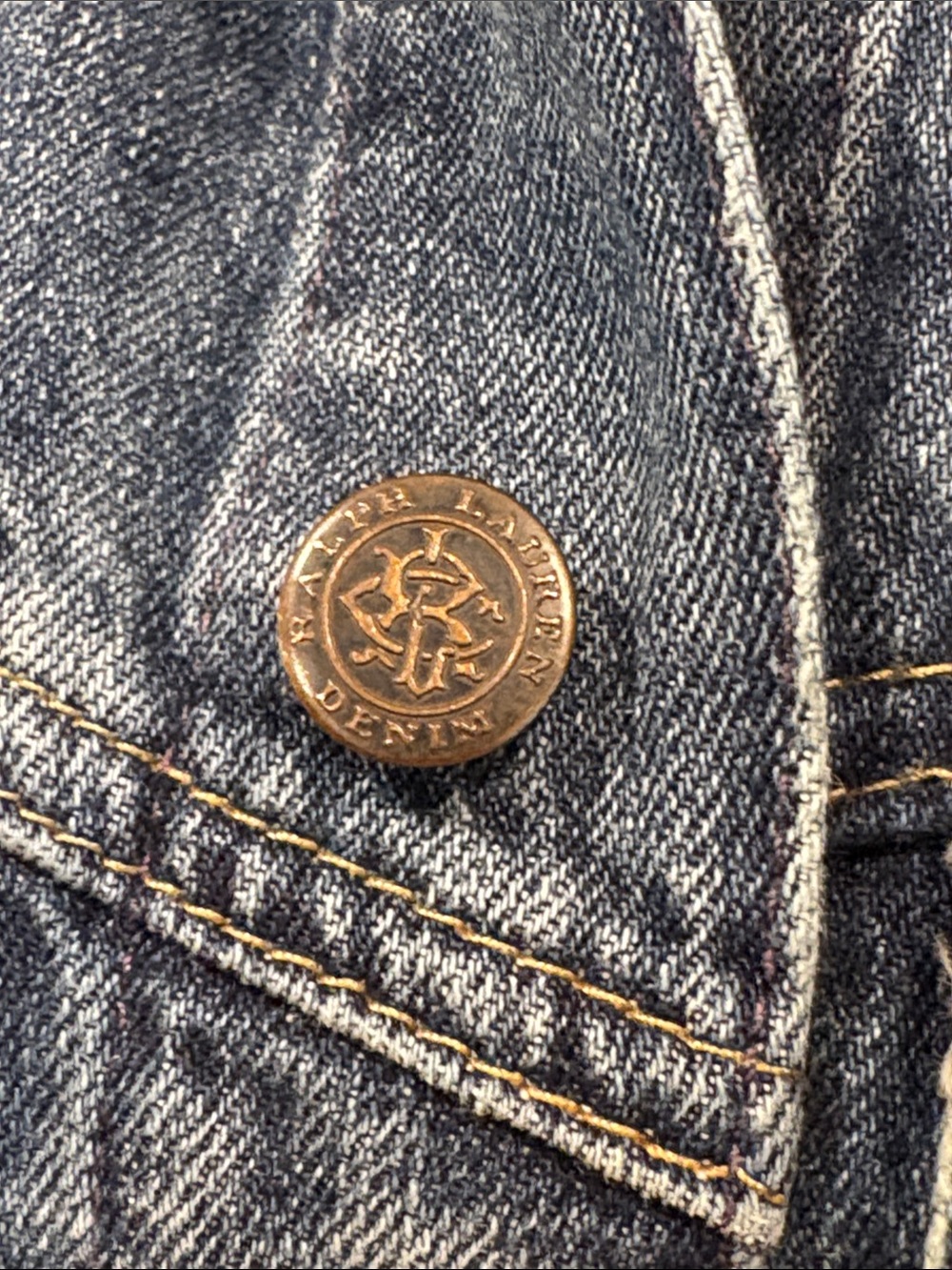 Vintage Ralph Lauren Sport 90s Distressed Denim Trucker Jacket size Small - Picture 9 of 13